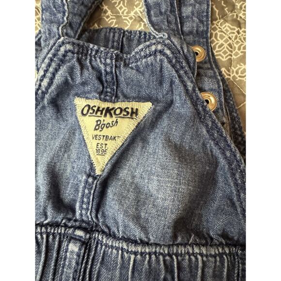 6M OshKosh B' Gosh Light Denim Bib Overalls Blue Jean Jogger Style Drawstring - Picture 10 of 11